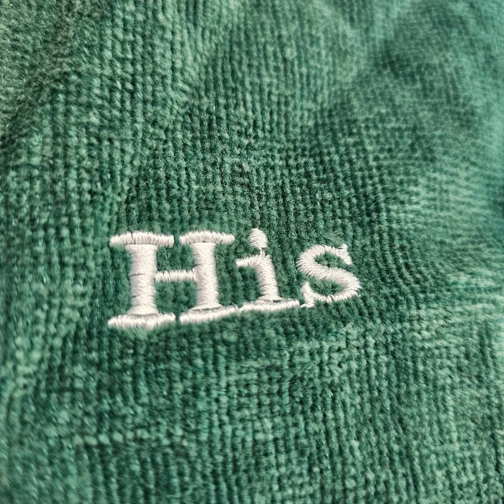 Franco VTG Hand Towel Set OS Green His and Hers Embroidered Fringed‎ Cotton